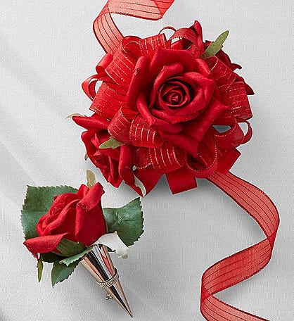 Keepsake Red Corsage And Boutonniere